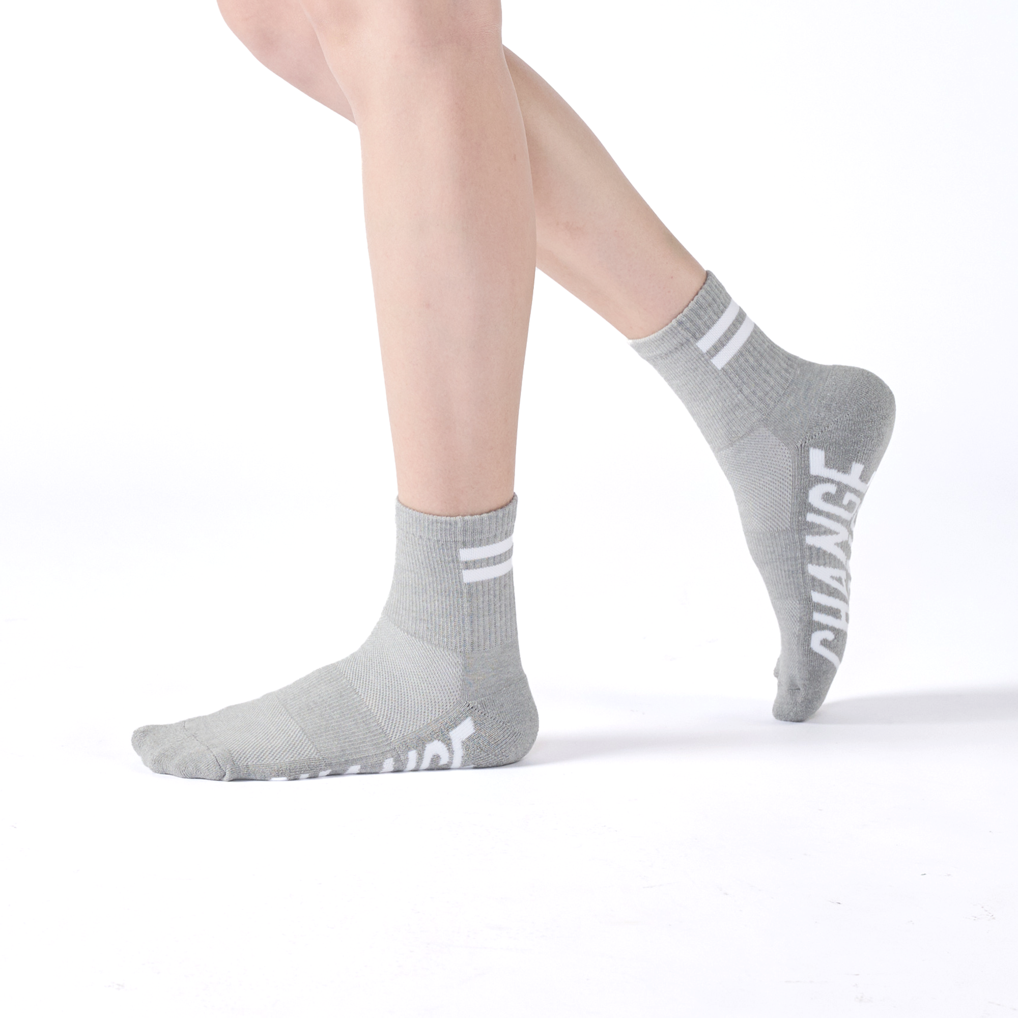 RUN 抗菌運動中筒襪〈麻灰〉