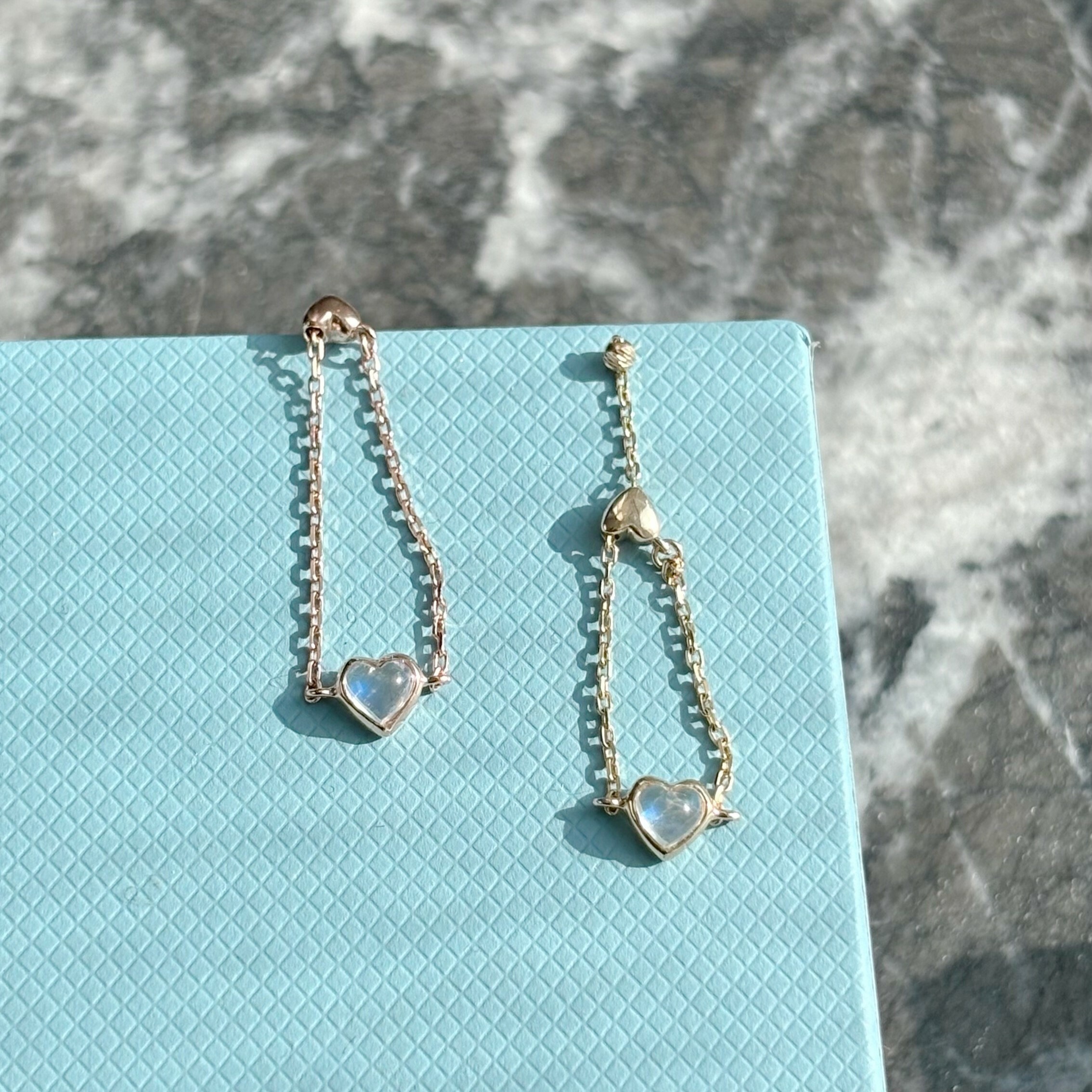 14K QQ HEART月光石可調式鏈戒