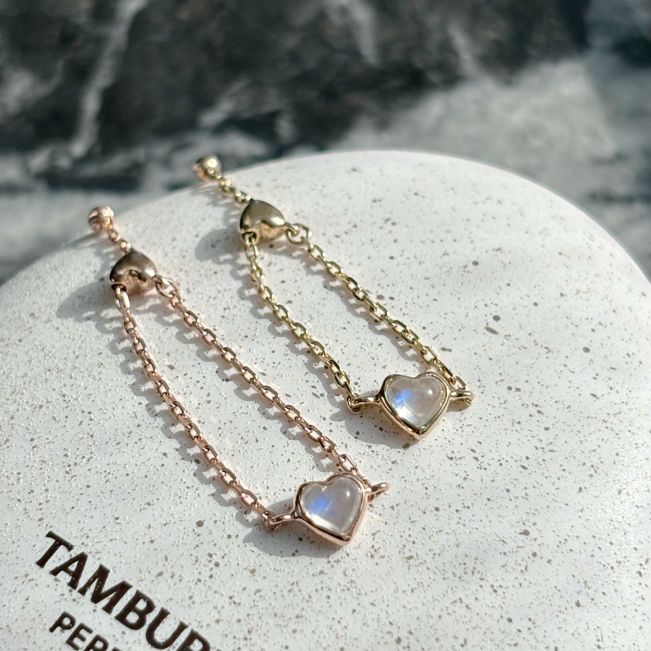 14K QQ HEART月光石可調式鏈戒