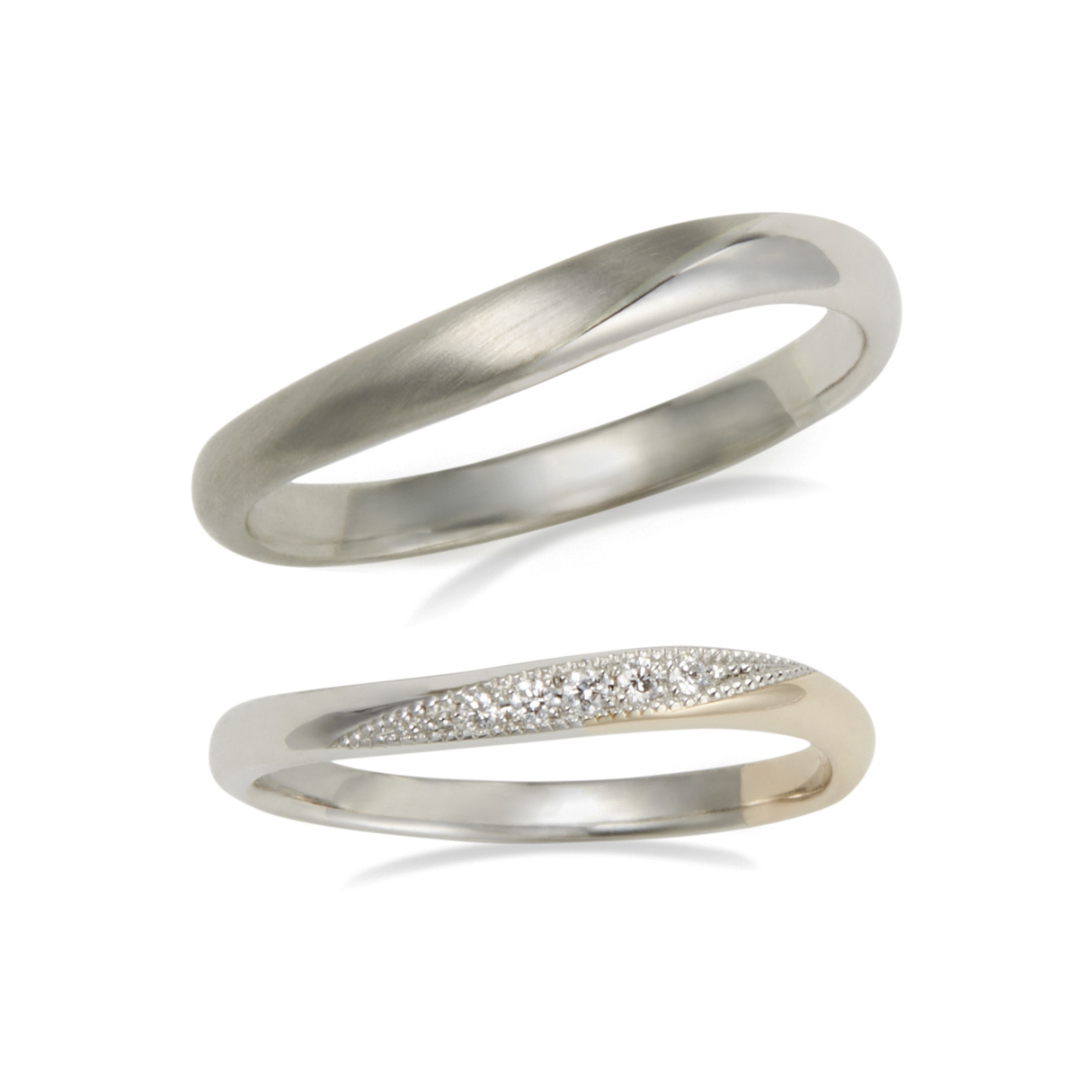 日本PT900鉑金/18K香檳金/18K白金天然鑽石結婚戒指 - 情熱