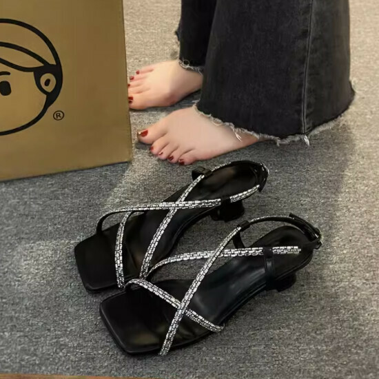 法式金屬女涼拖鞋
