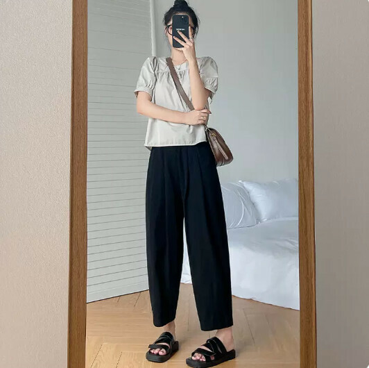 Small loose casual quick-drying cotton and linen harem radish pants for women