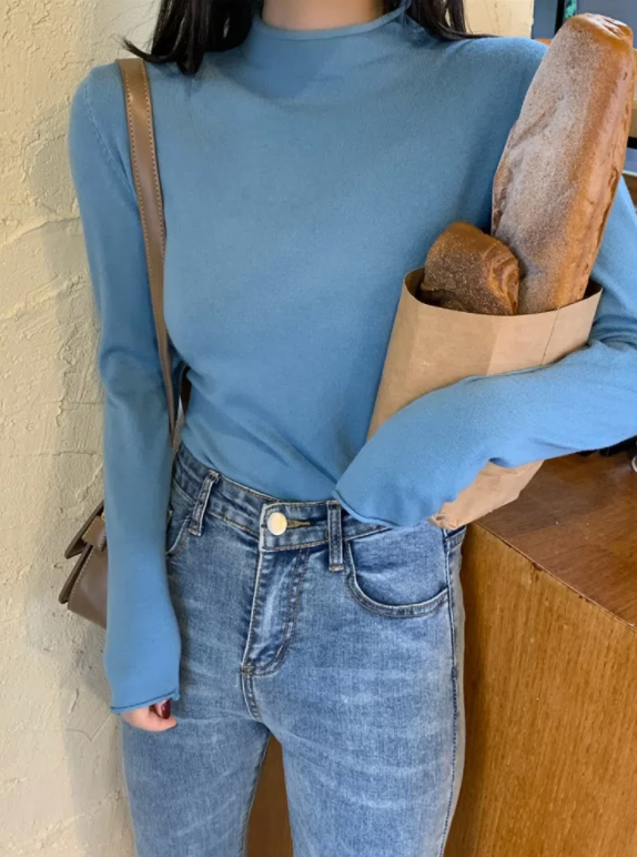Half turtleneck long sleeve T-shirt base layer
