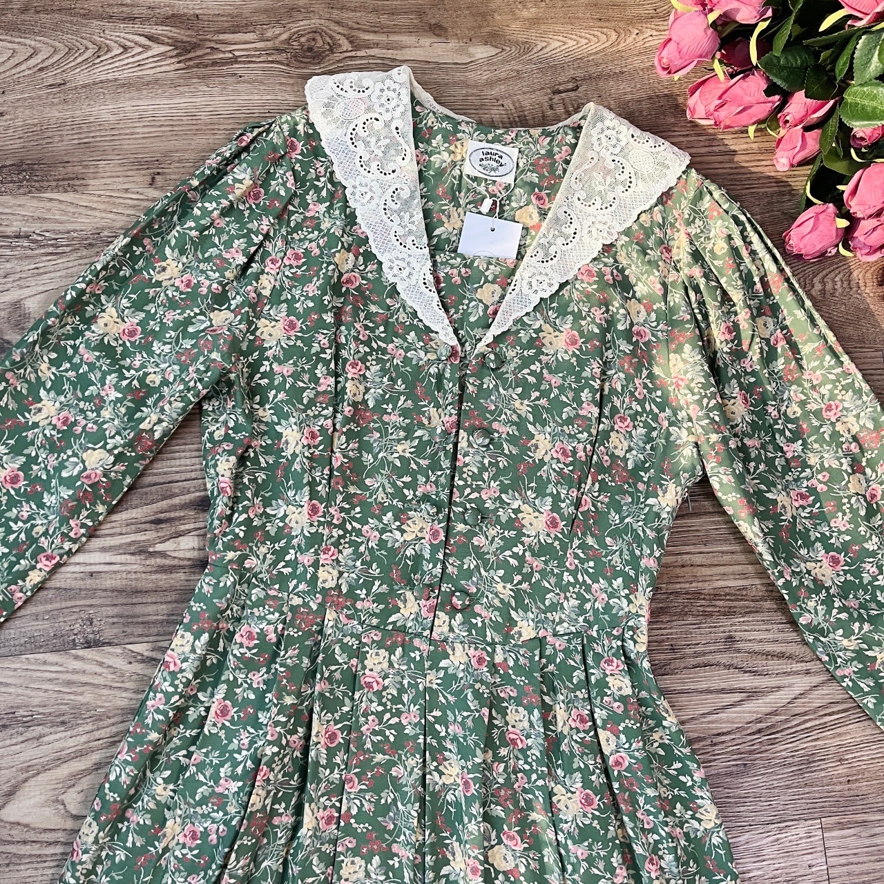 日本製 Laura Ashley 綠色田園風碎花古著連身裙