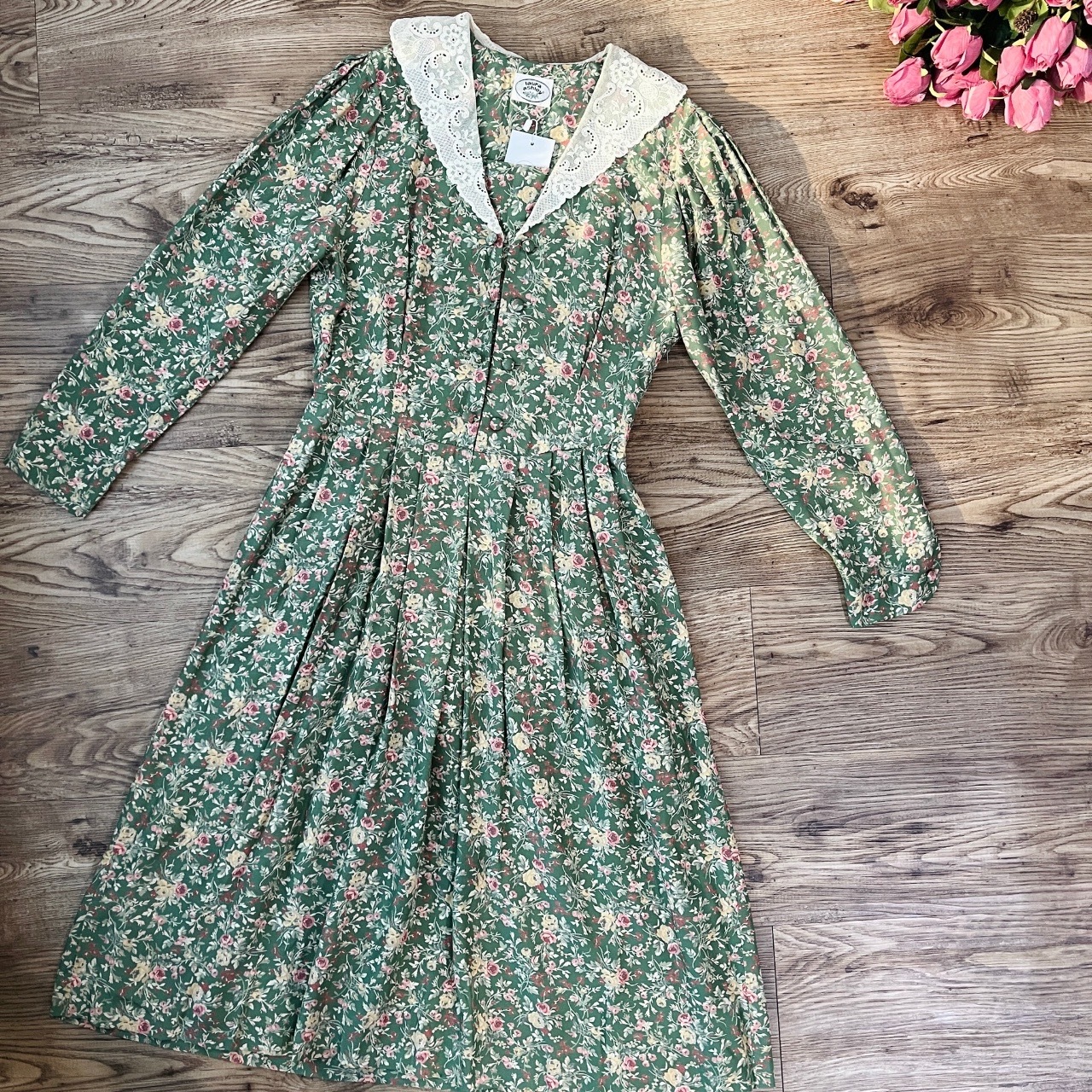 日本製 Laura Ashley 綠色田園風碎花古著連身裙