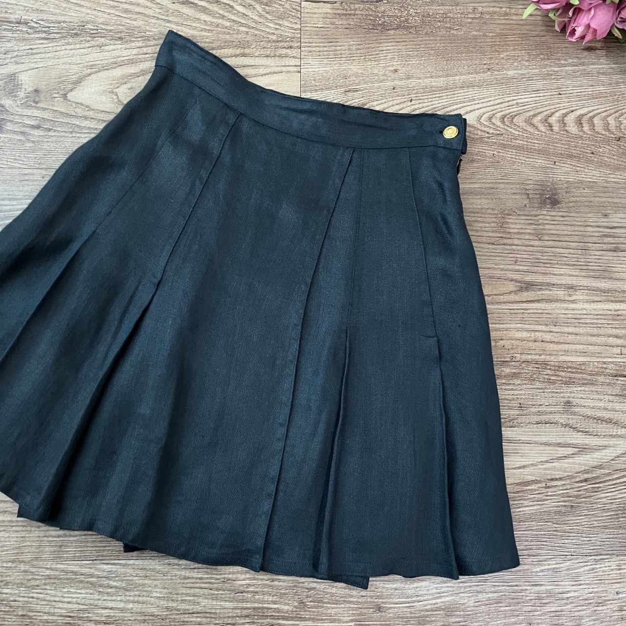 意大利製 Versace 黑色型格百褶短裙