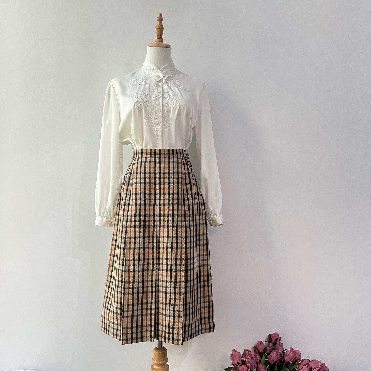 DAKS 大地色格紋半身裙