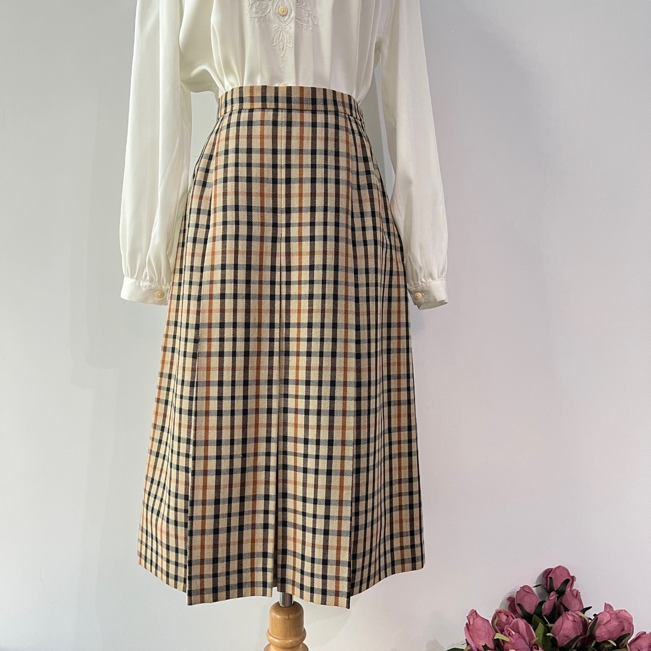 DAKS 大地色格紋半身裙