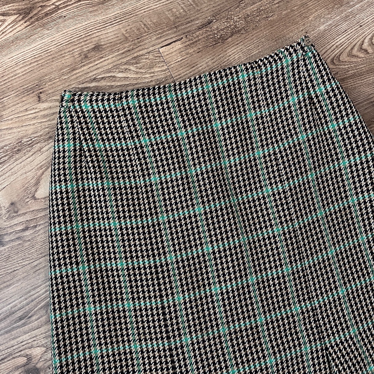 英國製DAKS啡黑綠蘇格蘭格紋半身裙