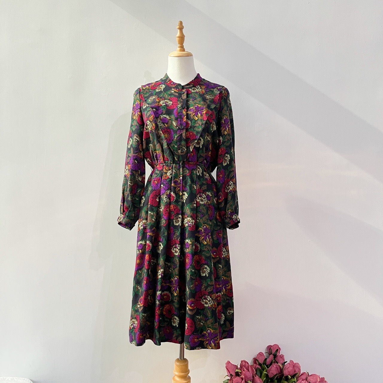 日本製黑夜低解析度大花連身裙