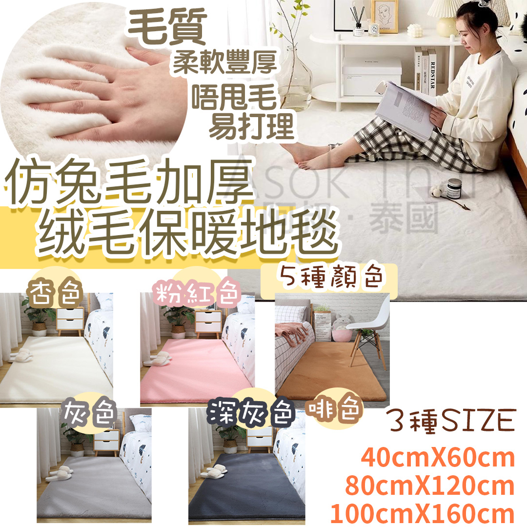 PO1128C 仿兔毛加厚绒毛保暖地毯 5種顏色