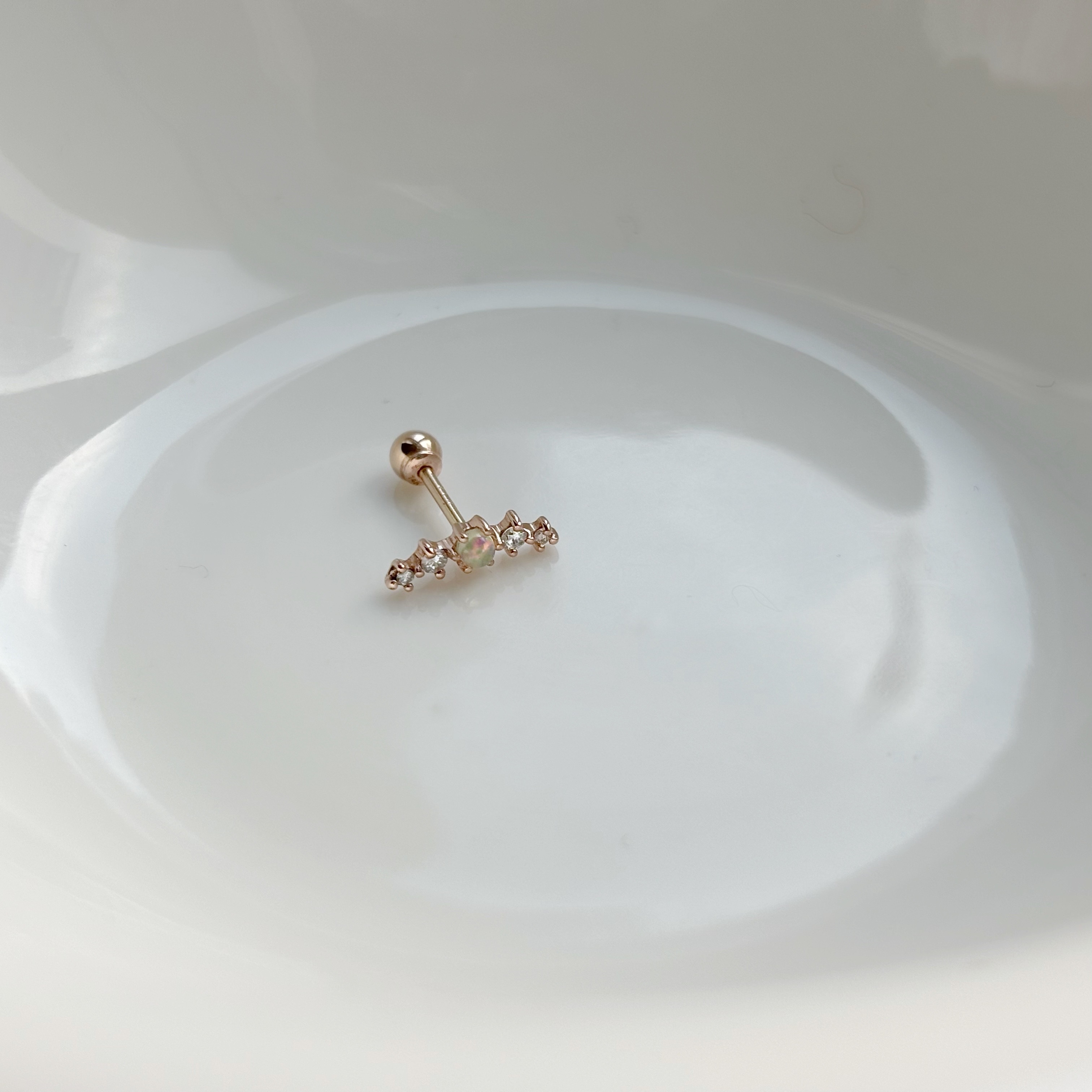 14K微笑歐泊真鑽轉珠耳環