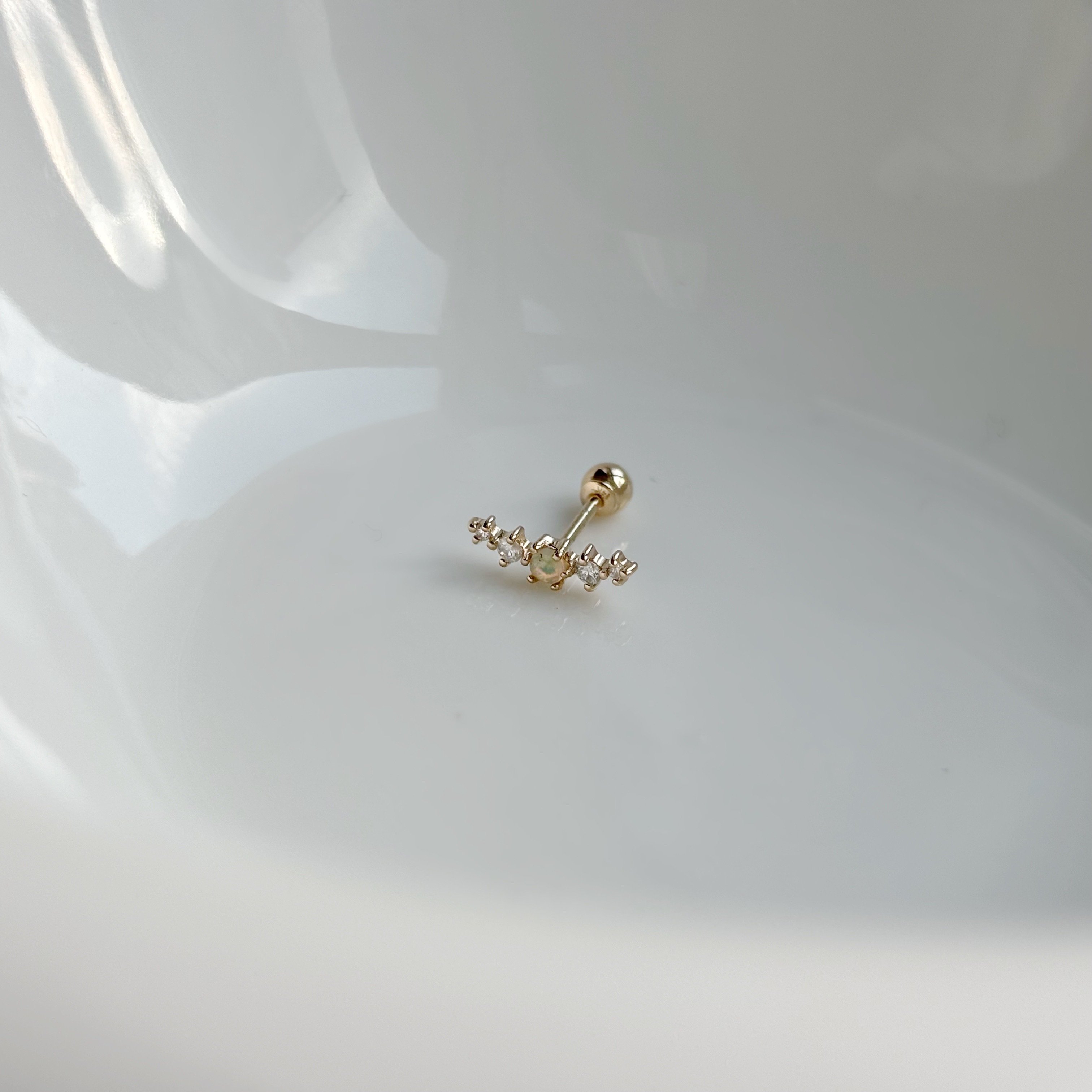 14K微笑歐泊真鑽轉珠耳環