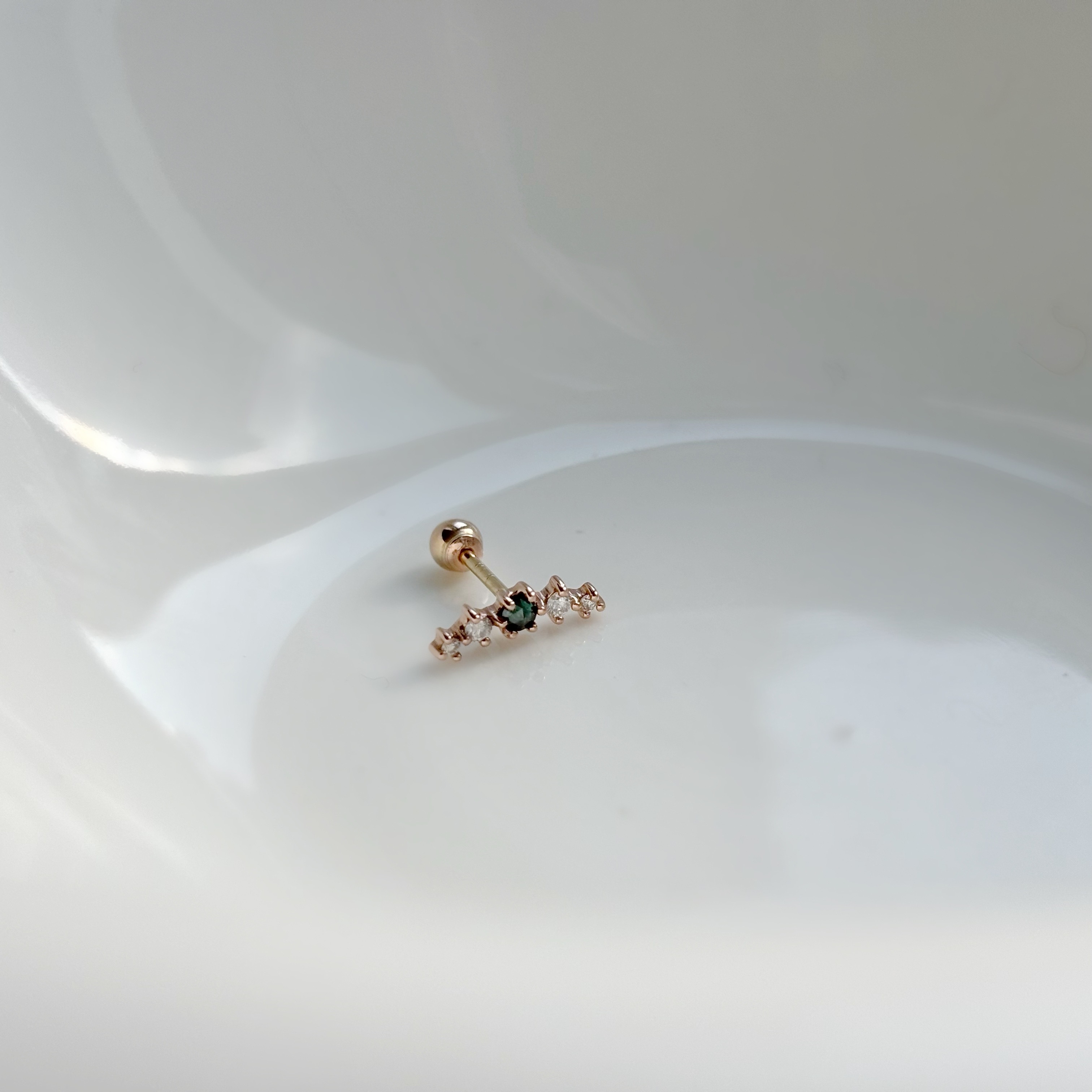 14K微笑藍鑽真鑽轉珠耳環