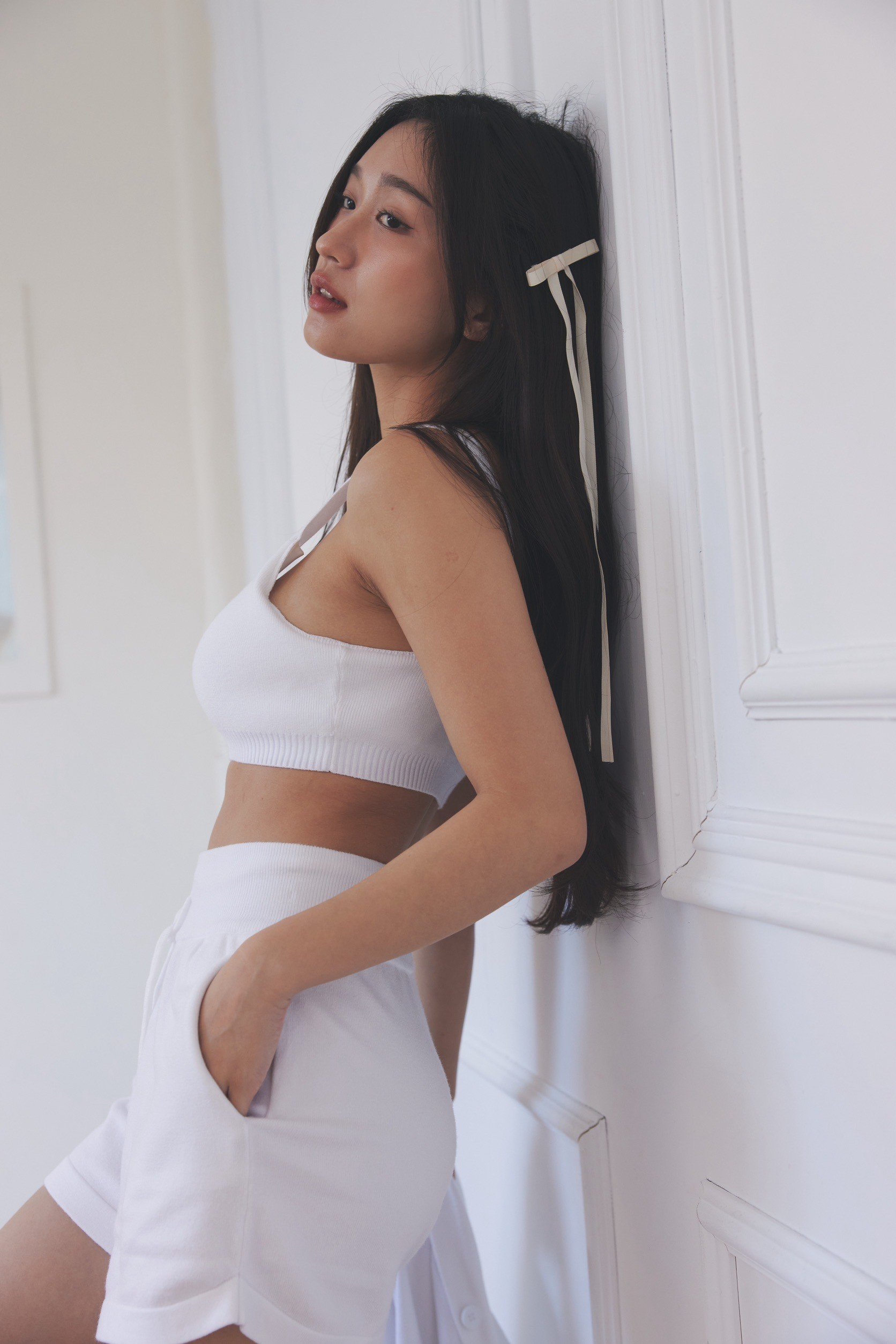 我的居家女友．慵懶好感三件套 高腰短褲 / 純白