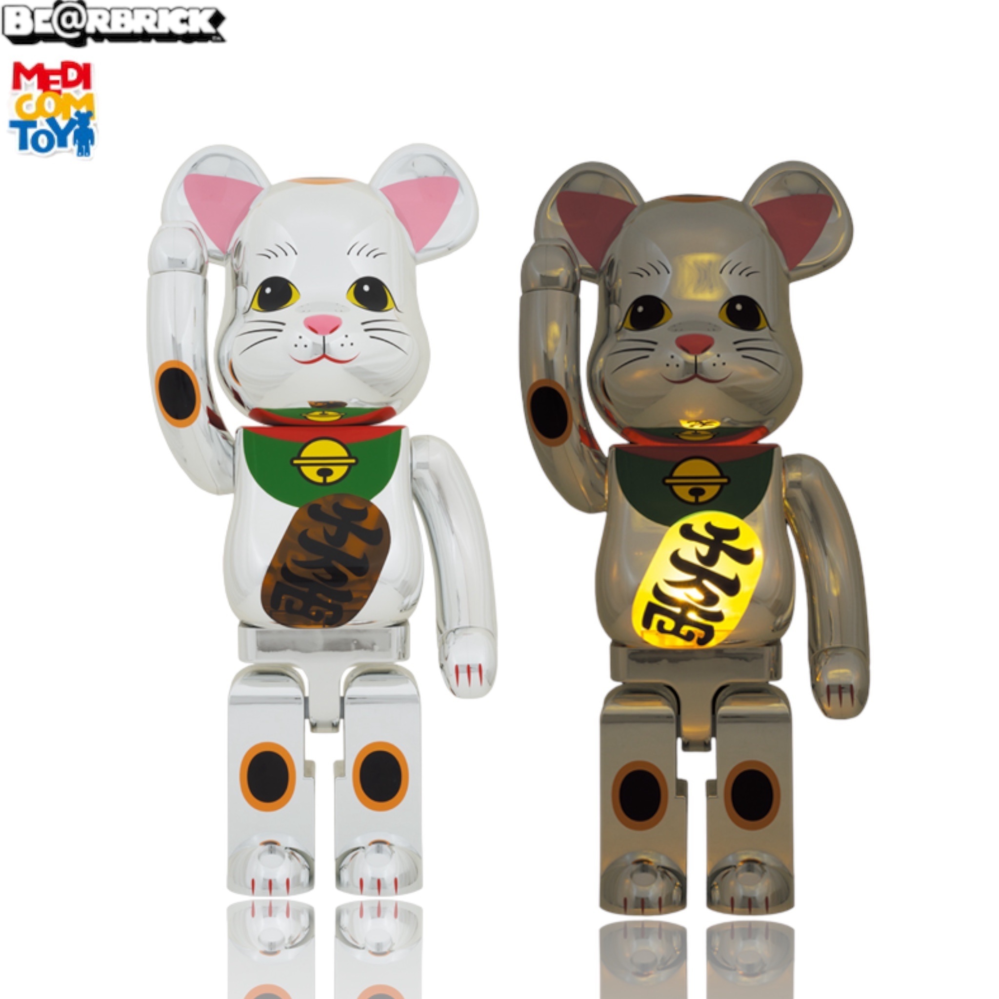 🥇現貨🥇Bearbrick 1000% sliver 招財貓 發光 銀色