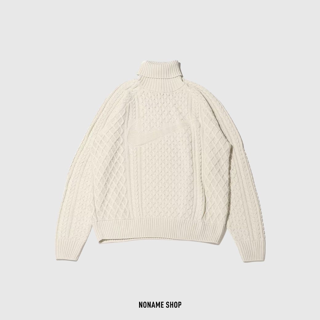 NIKE CABLE KNIT TURTLENECK 麻花 針織 高領 毛衣 米白 (男款)