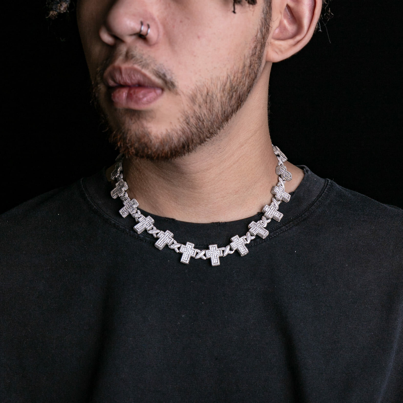 滿鑲無限十字項鍊