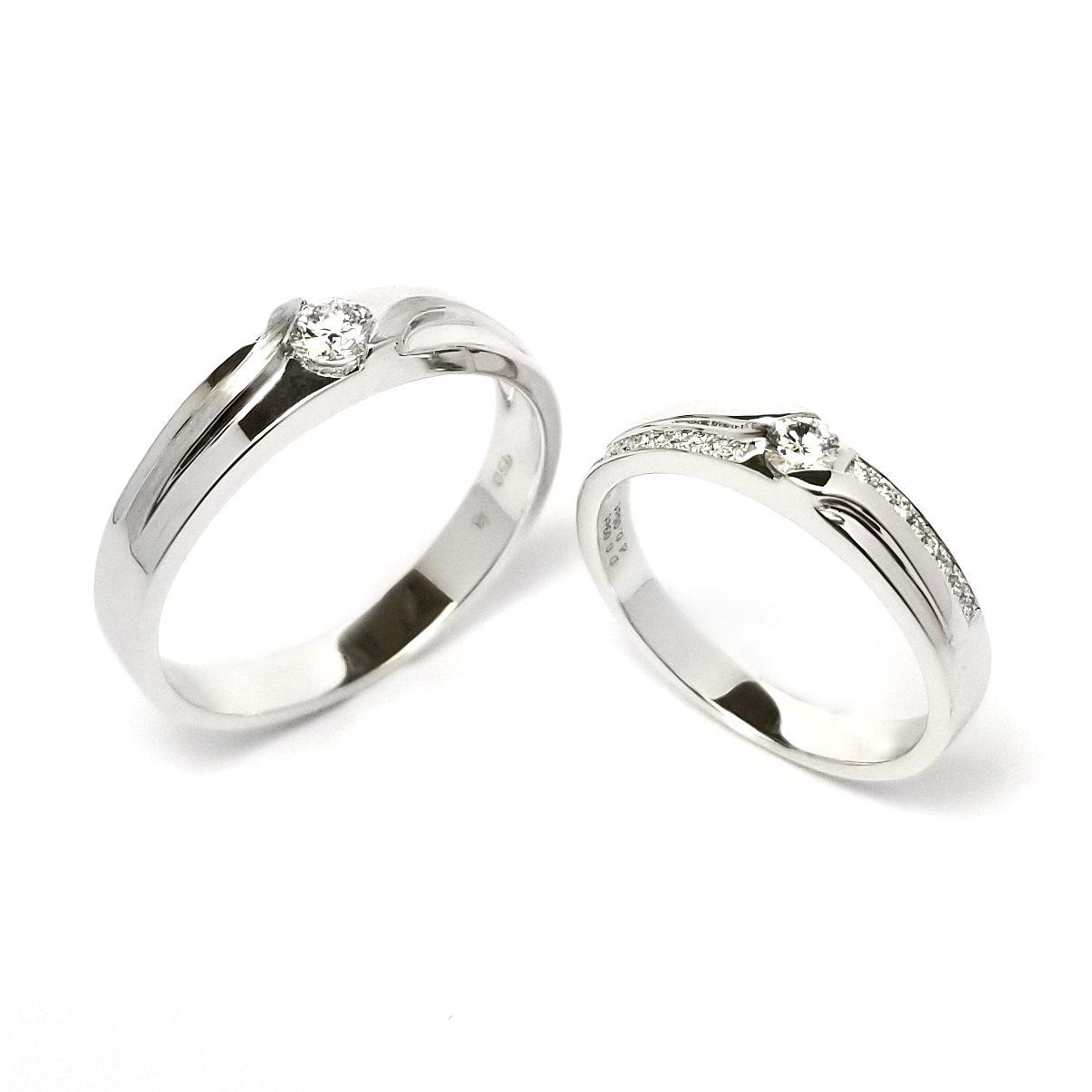 18K白金鑽石結婚戒指