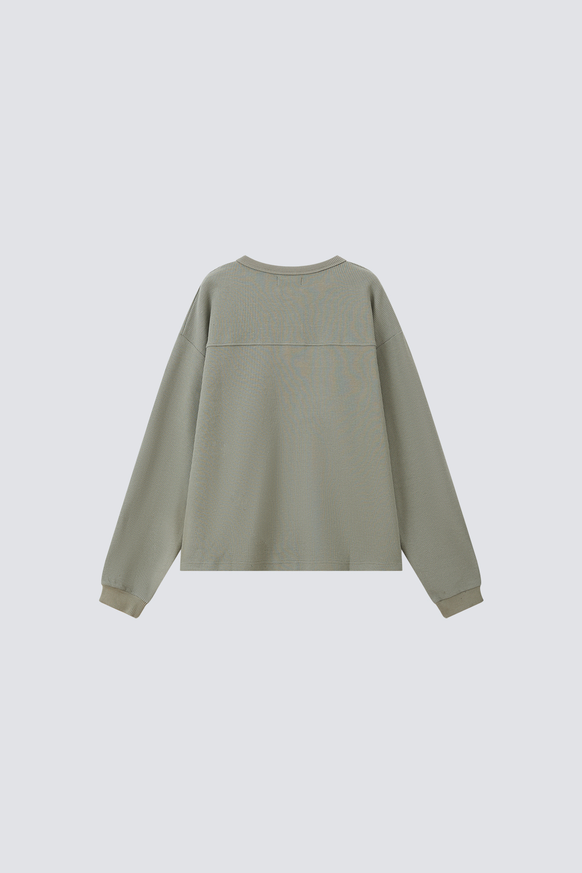 Essential Waffle Long Sleeves Henley T-shirt｜Grey Green｜Hong Kong Original Design