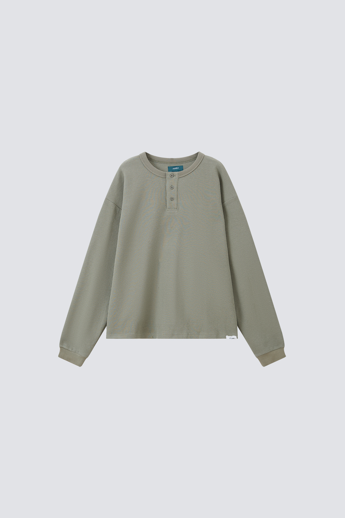 Essential Waffle Long Sleeves Henley T-shirt｜Grey Green｜Hong Kong Original Design