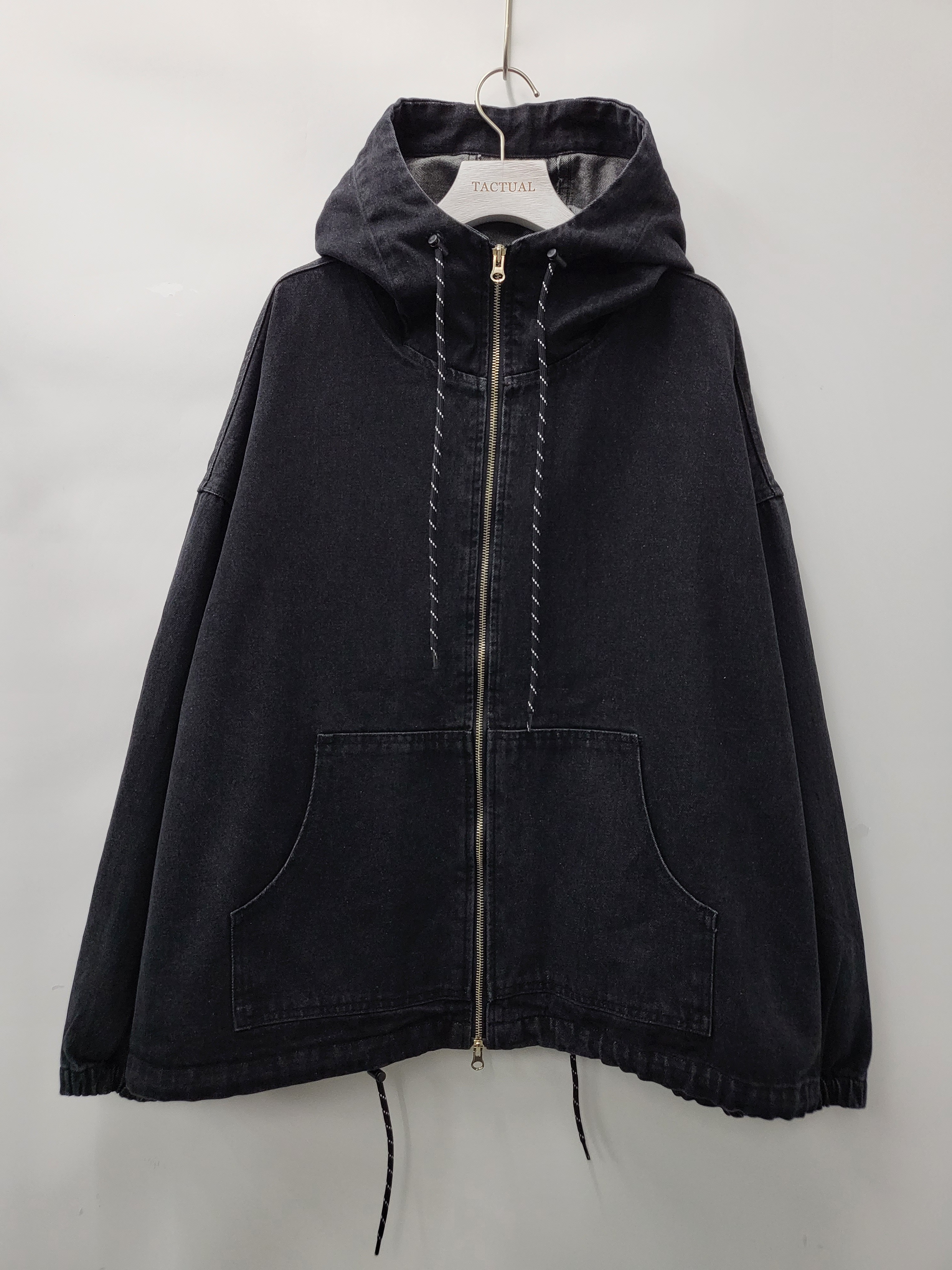 淨色連帽拉鍊牛仔褸 JK2408