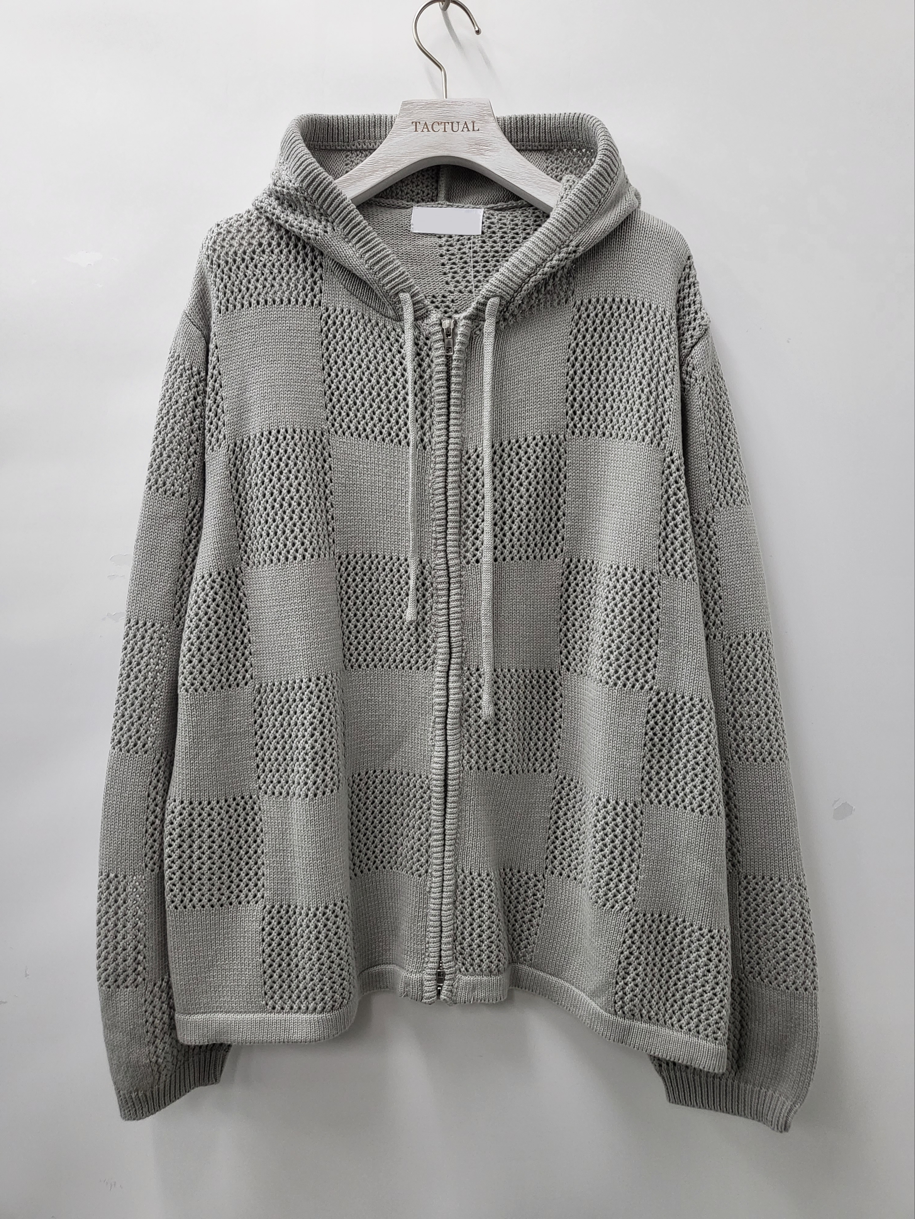 淨色格紋連帽拉鍊外套 JK2403