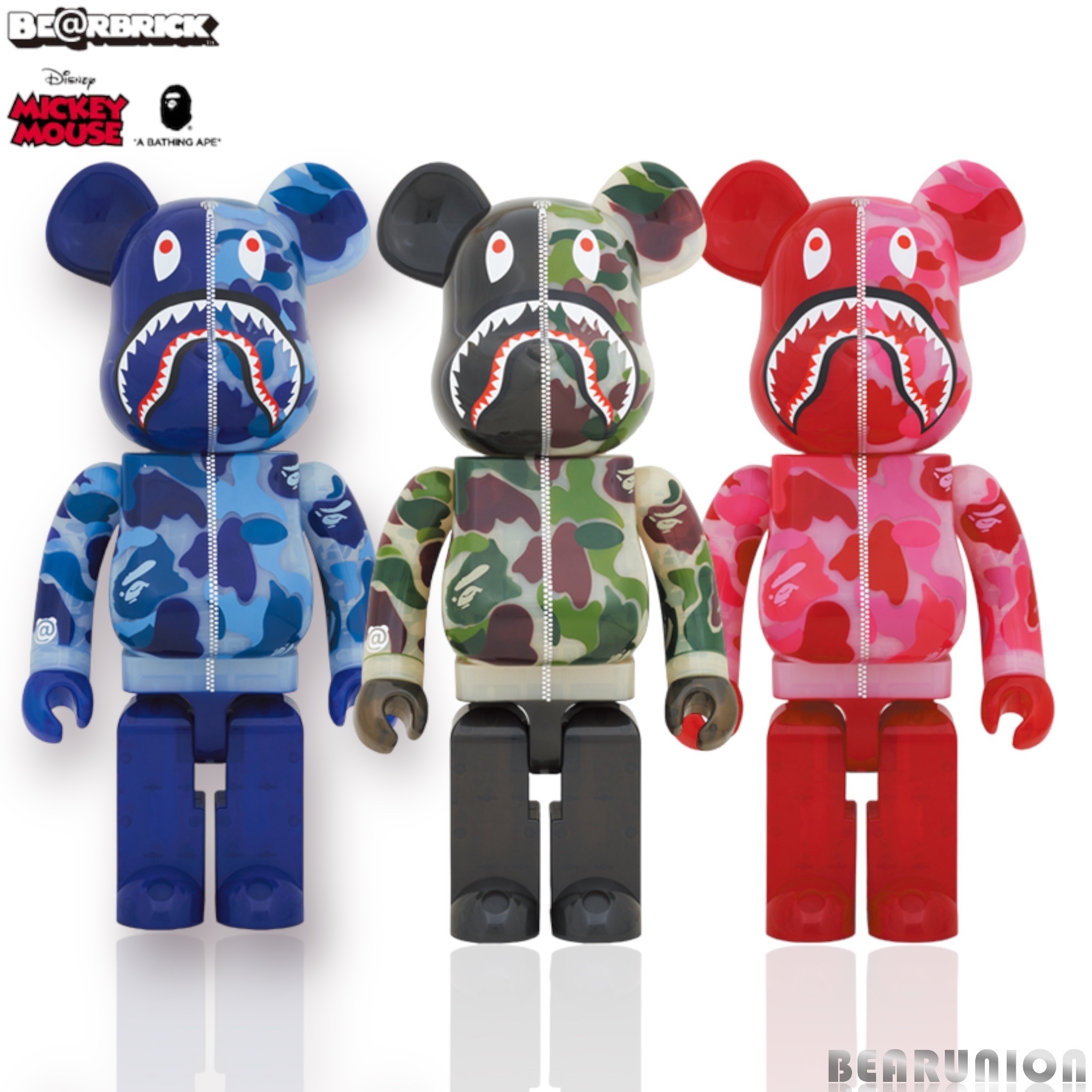 BE@RBRICK CLEAR ABC CAMO SHARK 1000％ ( SET OF 3 )