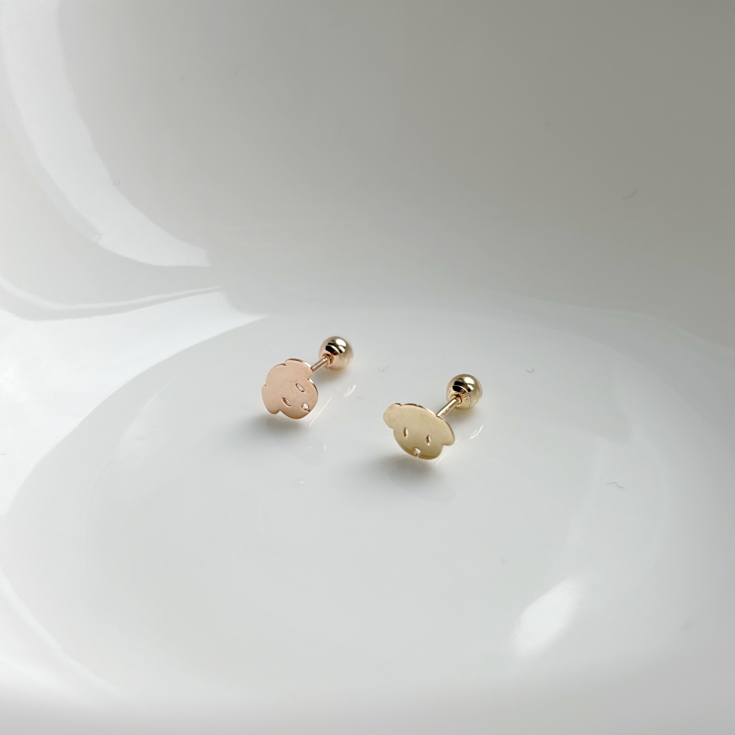 14K小狗狗轉珠耳環