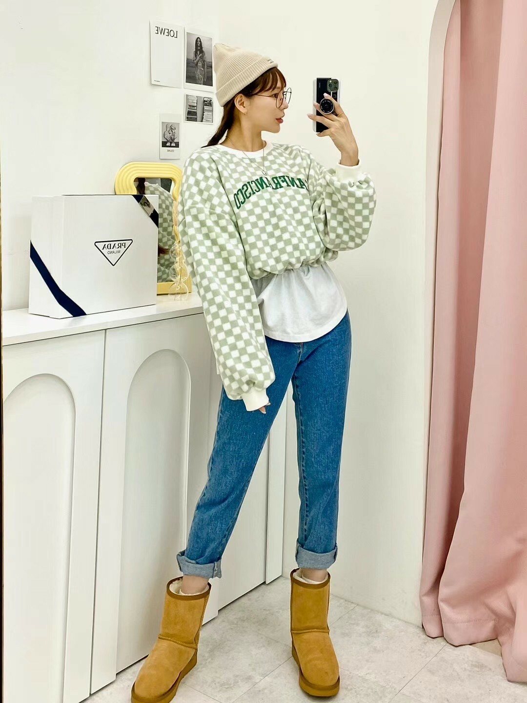 🇰🇷格子收腰短版T