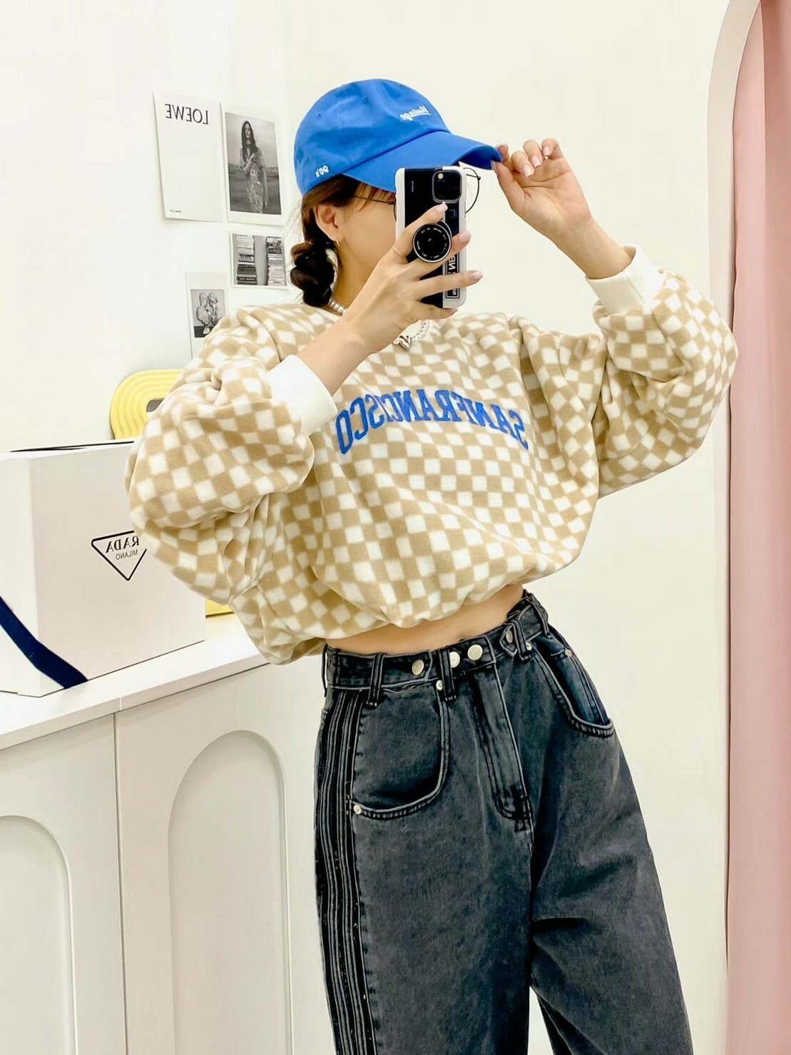 🇰🇷格子收腰短版T