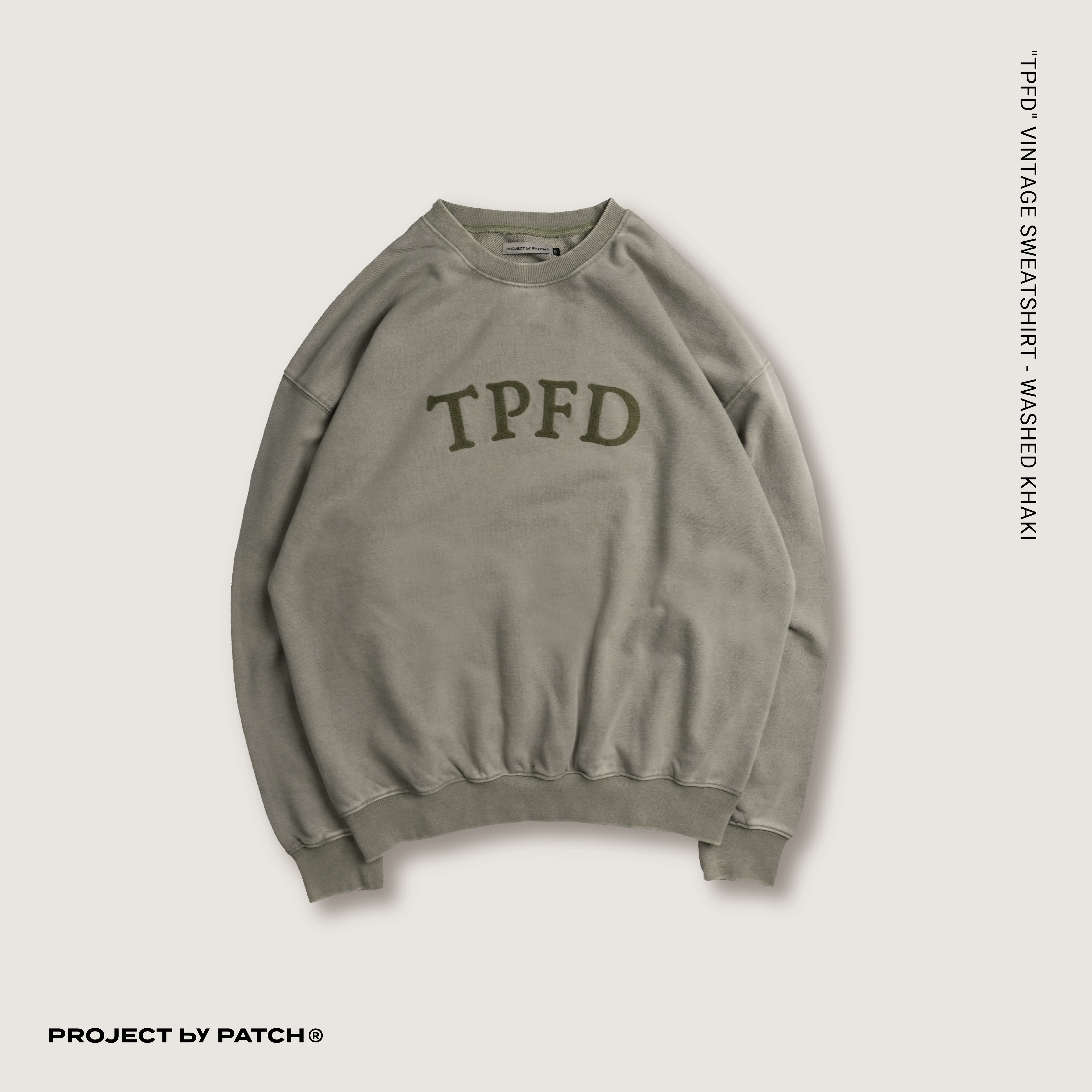 P.B.P - "TPFD" VINTAGE SWEATSHIRT - WASHED KHAKI