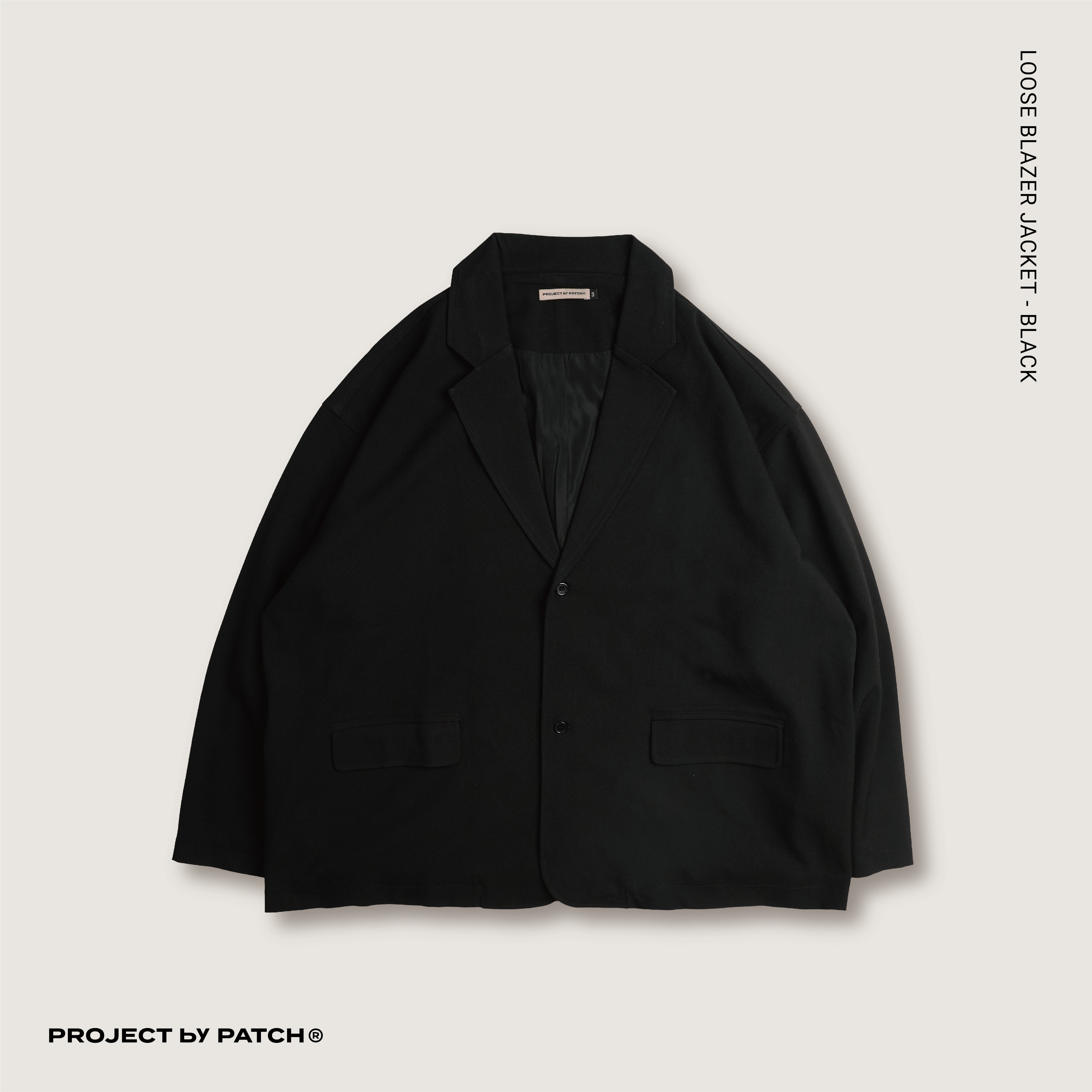P.B.P - LOOSE BLAZER JACKET  - BLACK