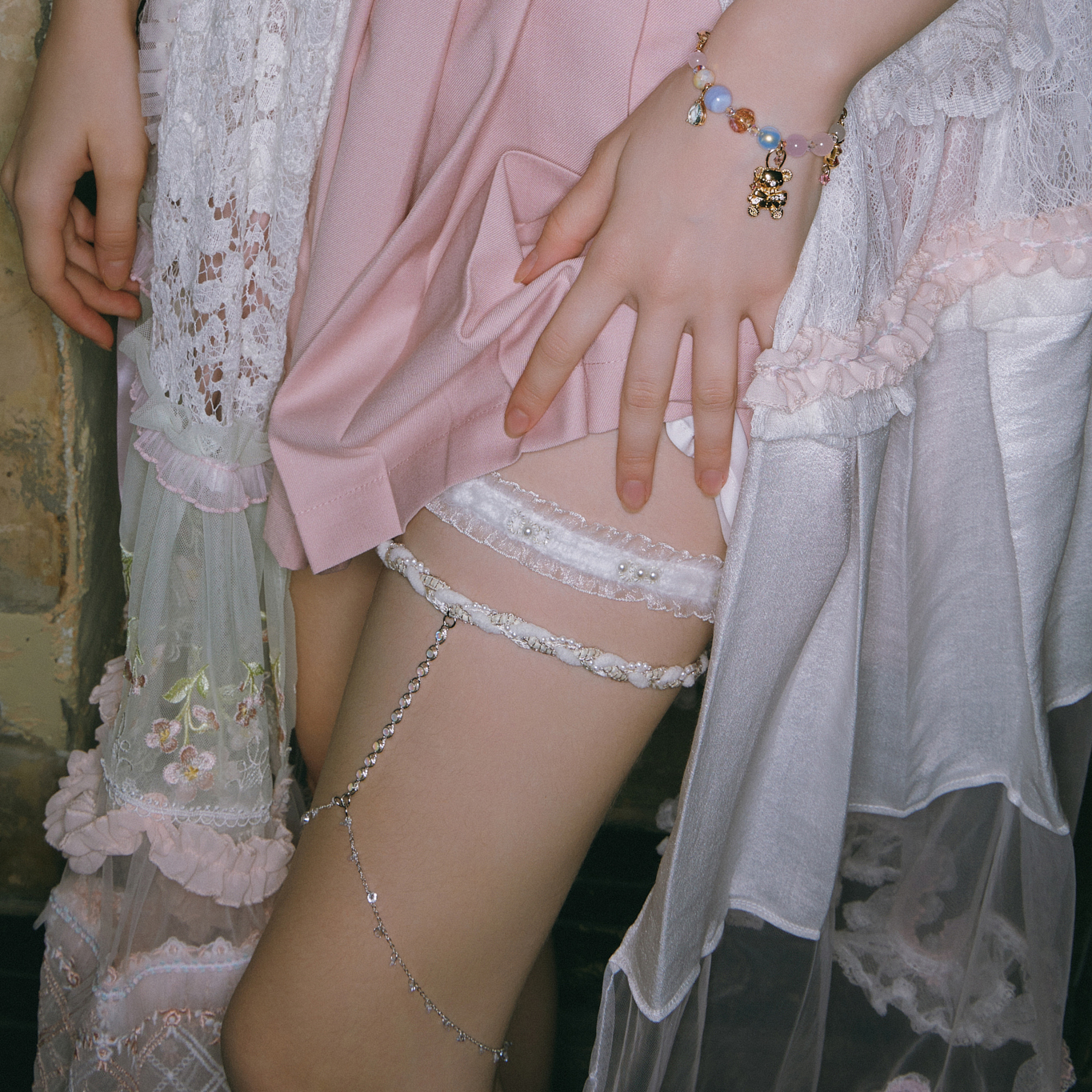 Party Queen Lace Dual Layer Woven Anklet