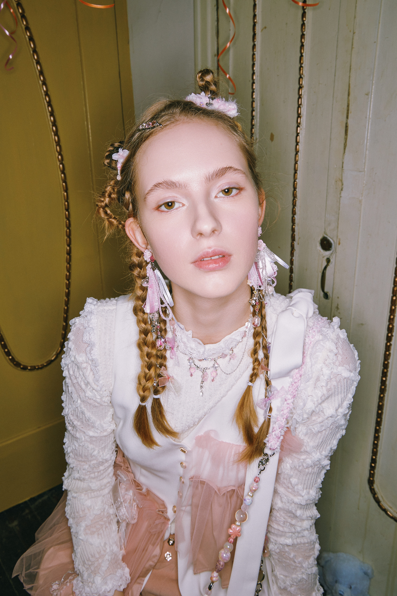 Surprise Box Dried Rose and Ribbon Earrings