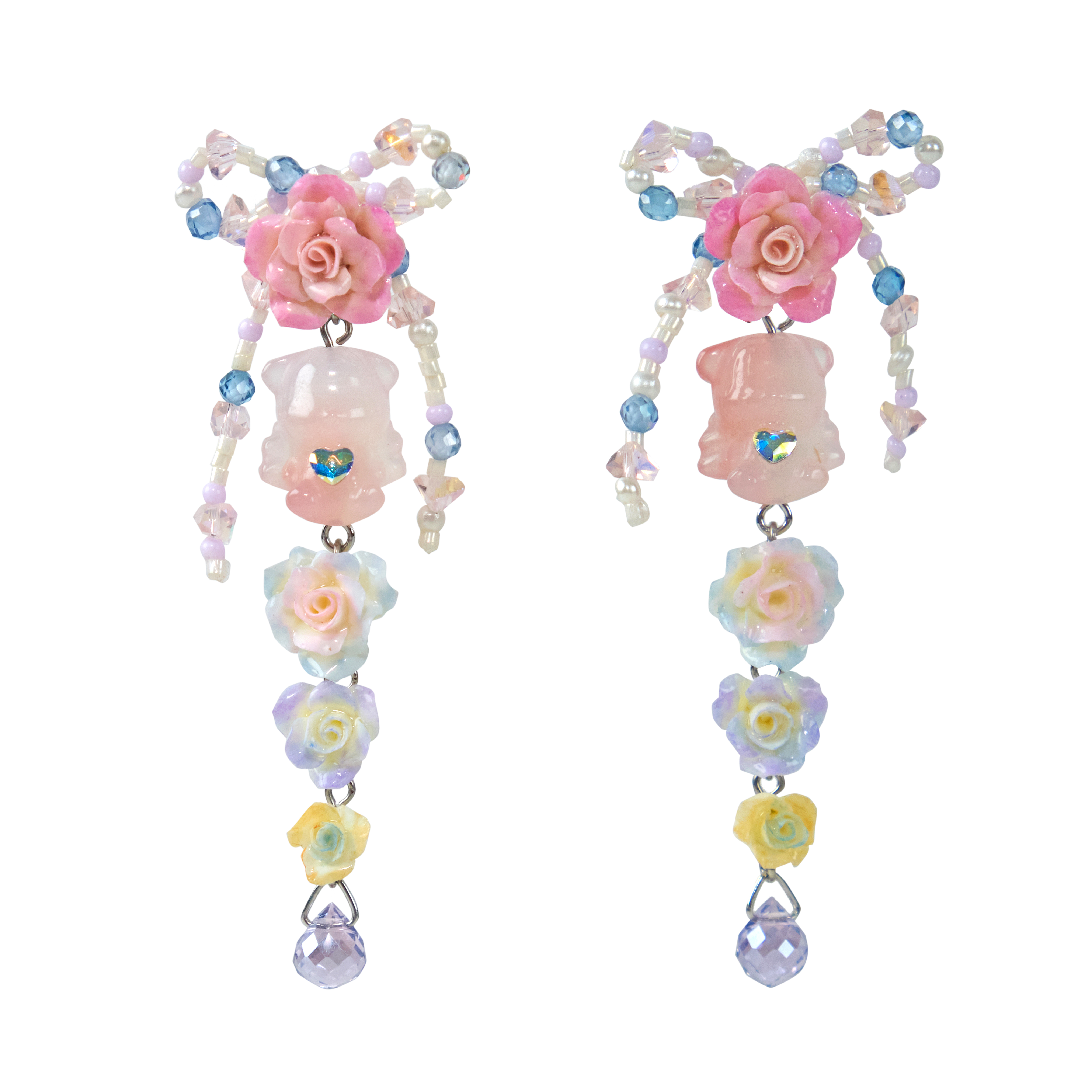 Strawberry Cream Gummy Bear Agate Drop Earrings