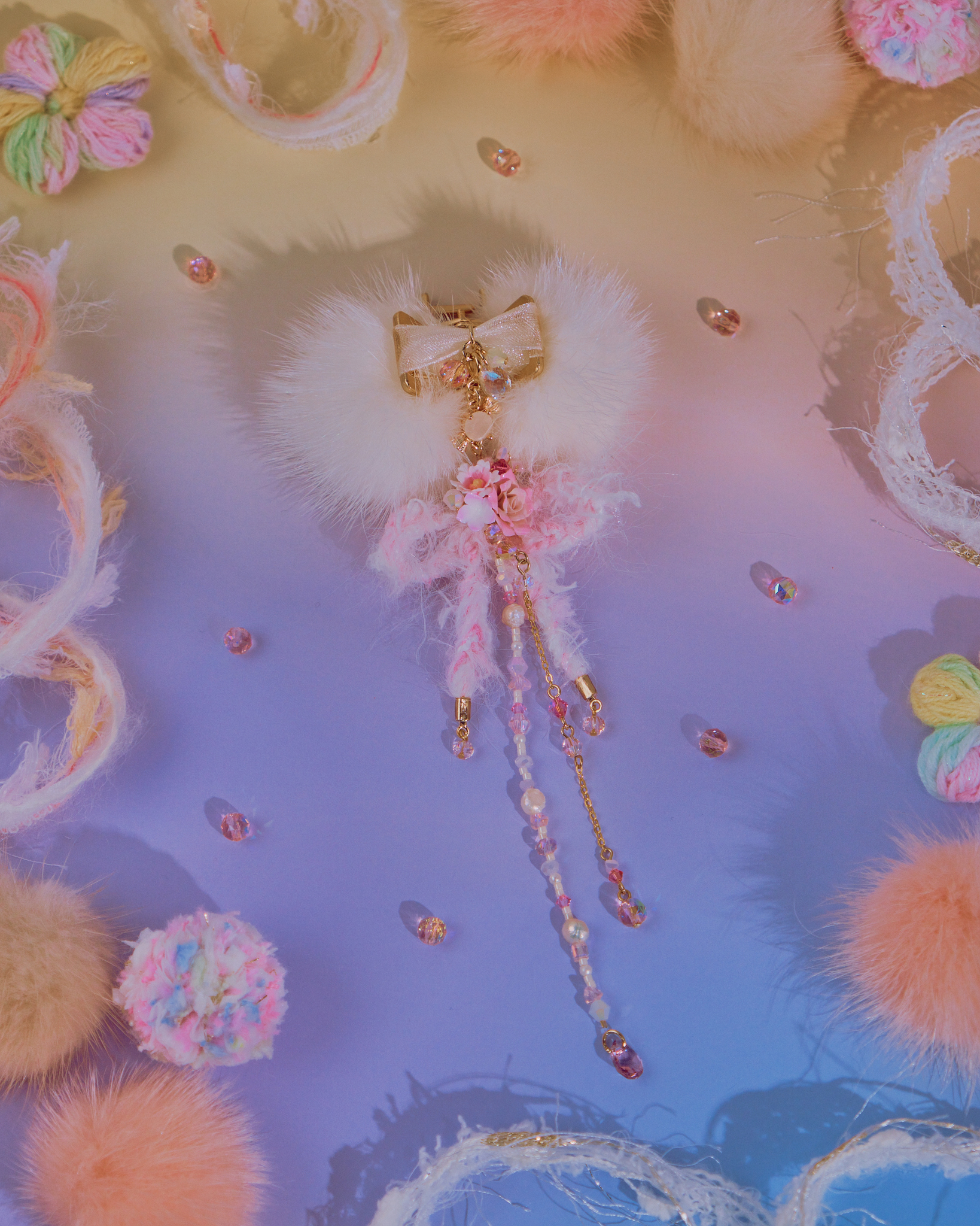 Honey Teddy with Cotton Candy Claw Clip