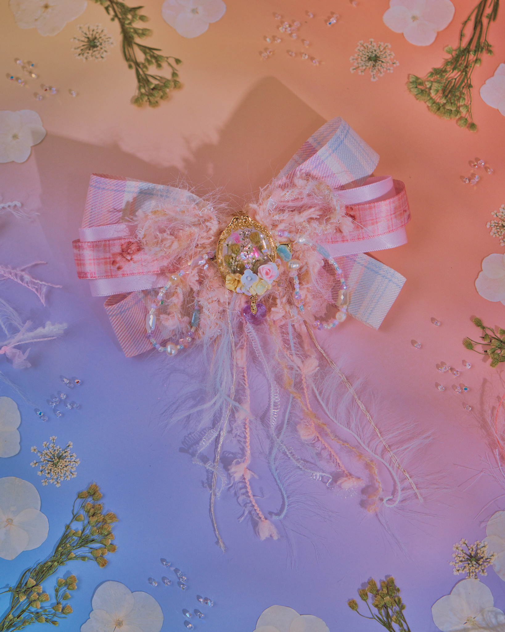 Dreamy Frosted Plaid Embossed 2-in-1 Brooch Hair Clip