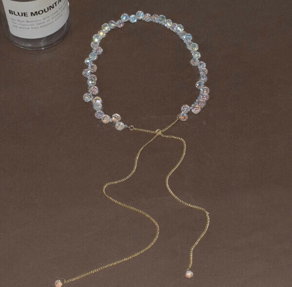 Hand-beaded irregular colorful necklace
