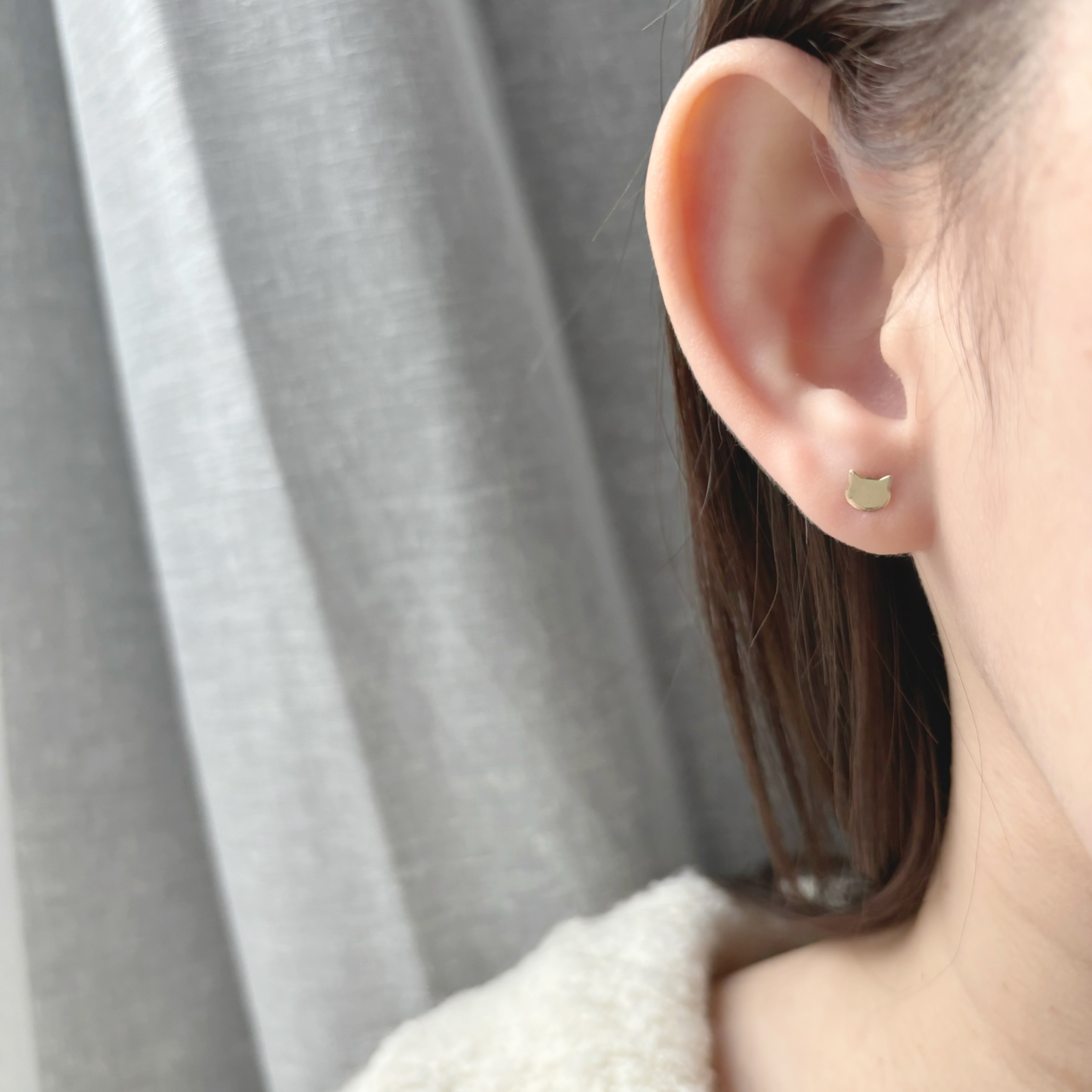 14K小貓咪轉珠耳環