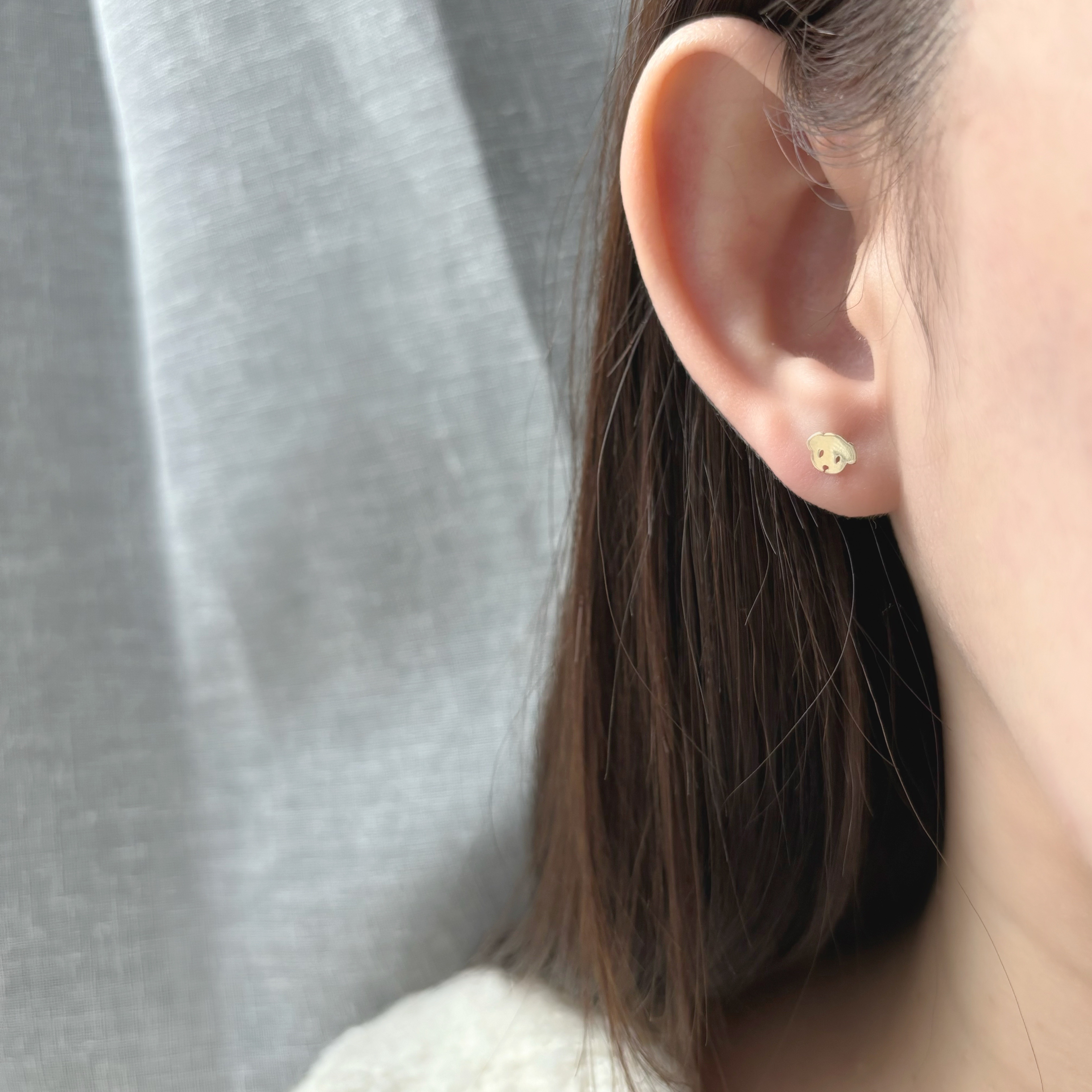 14K小狗狗轉珠耳環