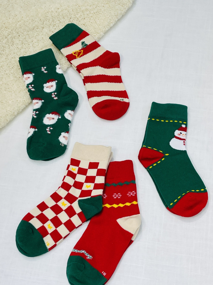 5入組綠底老人x雪人長襪((不列入會員折扣))