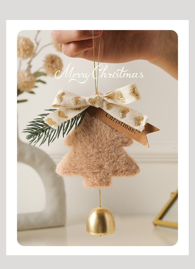 《3386》北歐風聖誕樹掛鈴鐺手工編織聖誕裝飾