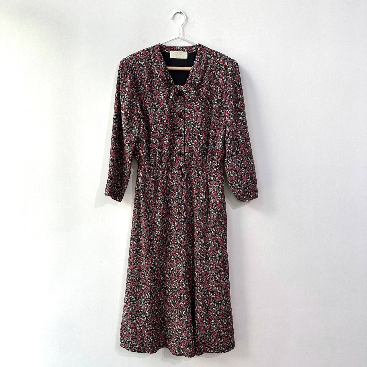 日本製和服布感碎花長袖連身裙