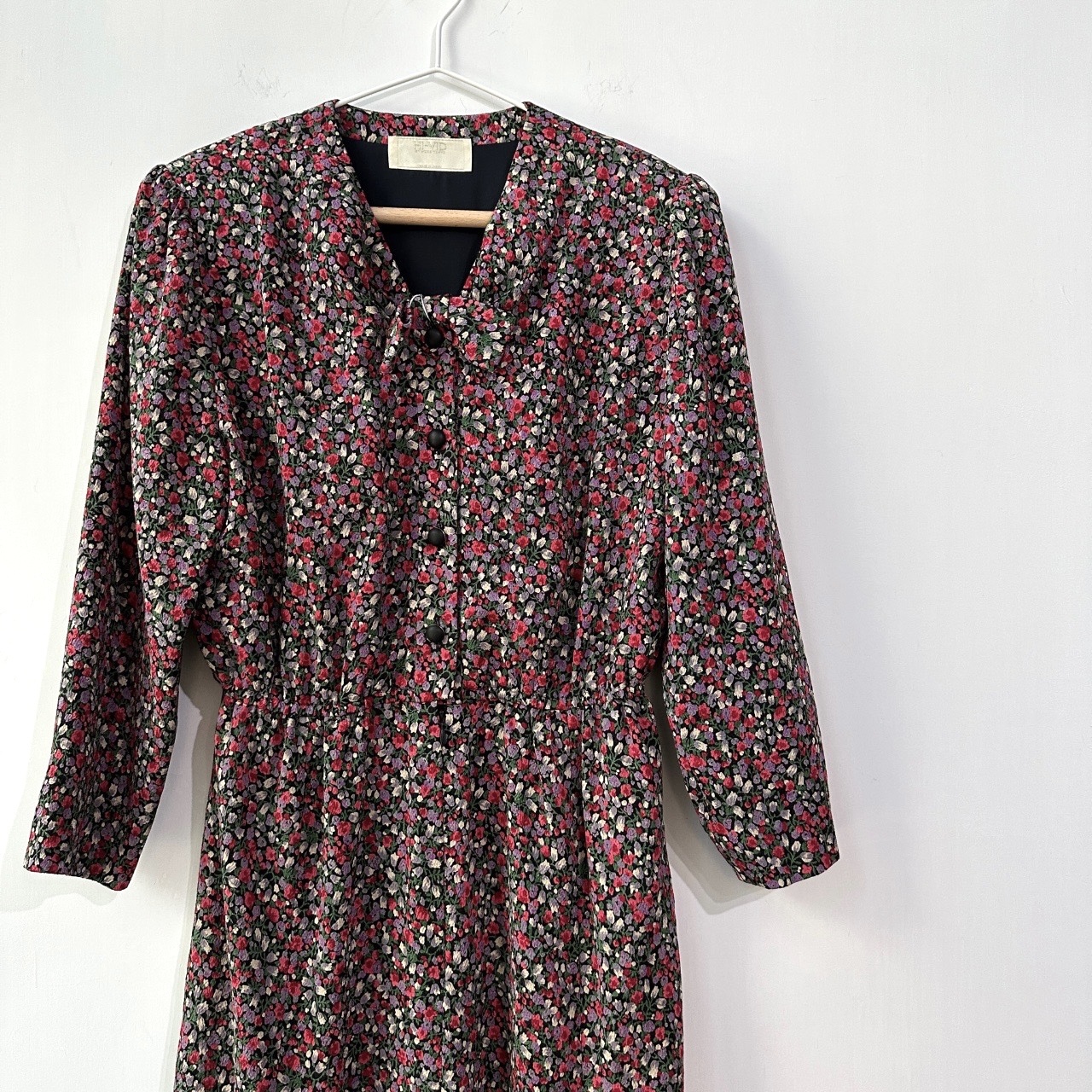 日本製和服布感碎花長袖連身裙