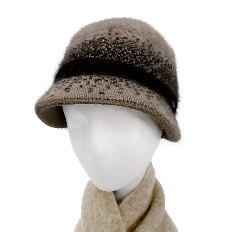 優雅絨毛仕女帽-棕色