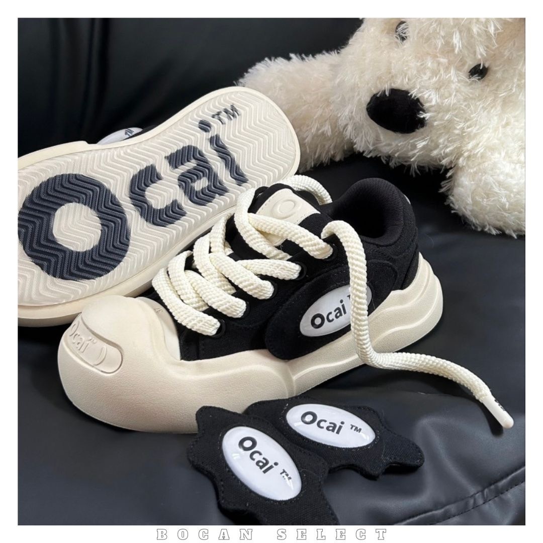 OCAI 開口笑 經典黑 老爹鞋 帆布鞋（OC230232）