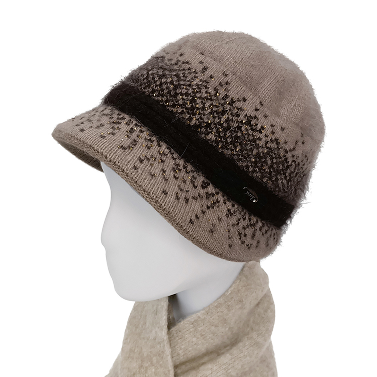 優雅絨毛仕女帽-棕色