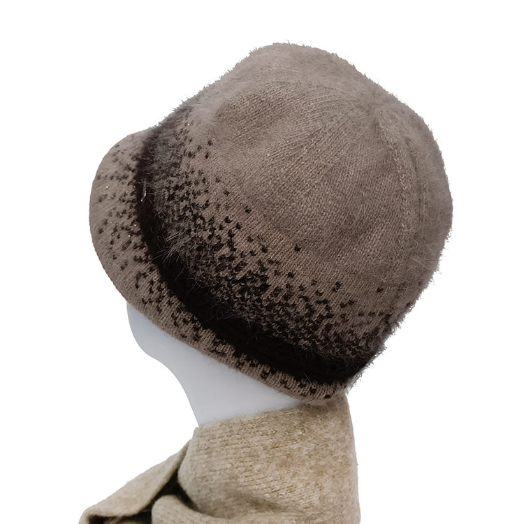 優雅絨毛仕女帽-棕色