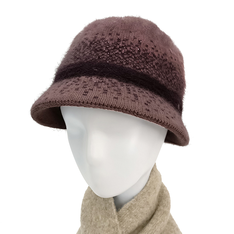 優雅絨毛仕女帽-紫色